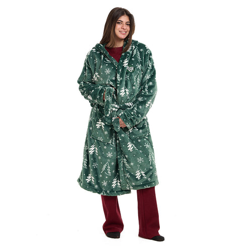 Snuggs Blanket Robe Green Tree Christmas